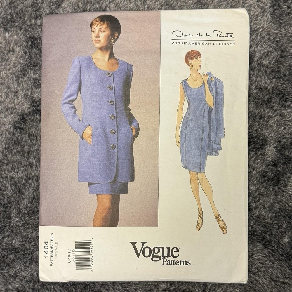 Vintage Oscar de la Renta Vogue Pattern #1404 Size 8-10-12 UNCUT w/ label!